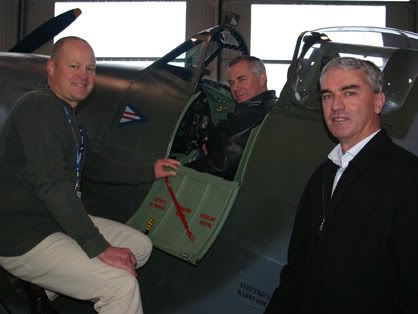 AGREEMENT SIGNED: Air Vice Marshall Graham Lintott tries out the WWII rebuilt Spitfire which is to be permanently housed at Ohakea Air Force Base. — LAURA RICHARDS/Rangitikei Mail.