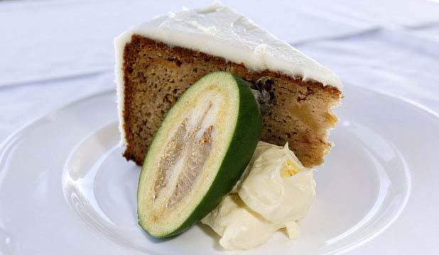 HARDY ANNUAL: Robyn Trowern waits all year to make this feijoa and banana cake. — MARK DWYER/Taranaki Daily News.