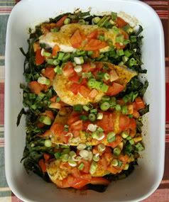 NO HURRY: Moroccan chicken and spinach casserole. The Moroccan seasoning provides good colour and flavour.  JAN BILTON/The Marlborough Express.