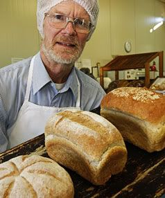 ADDING TO THE COST: David Bell, owner of Wakefield's Glendenings Bakery, with some of his sourdough bread which is exempt from the new folic-acid rule.  MARION VAN DIJK/The Nelson Mail.