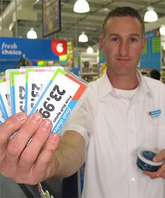 JUST THE TICKET: Fresh Choice store floor manager Mark Nickolls displays the new ticketing system introduced after many thefts of Bluff oysters. — SUE FEA/The Southland Times.