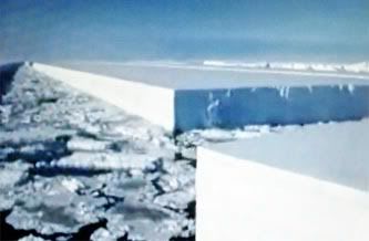 OTHER-WORDLY: An image taken from a British Antarctic Survey video, showing the breakup of the ice shelf. The BAS sent a Twin Otter aircraft to fly the length of the main crack. Massive rectangular icebergs are collapsing into house-sized rubble.
