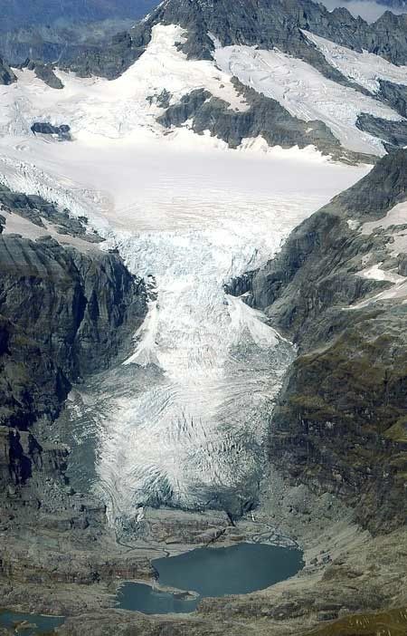 WARMING SIGN: Marion Glacier in Arawata Valley has recently withdrawn from its proglacial state. Most of New Zealand's glaciers are the smallest they've been since records began. — DR TREVOR CHINN/NIWA.