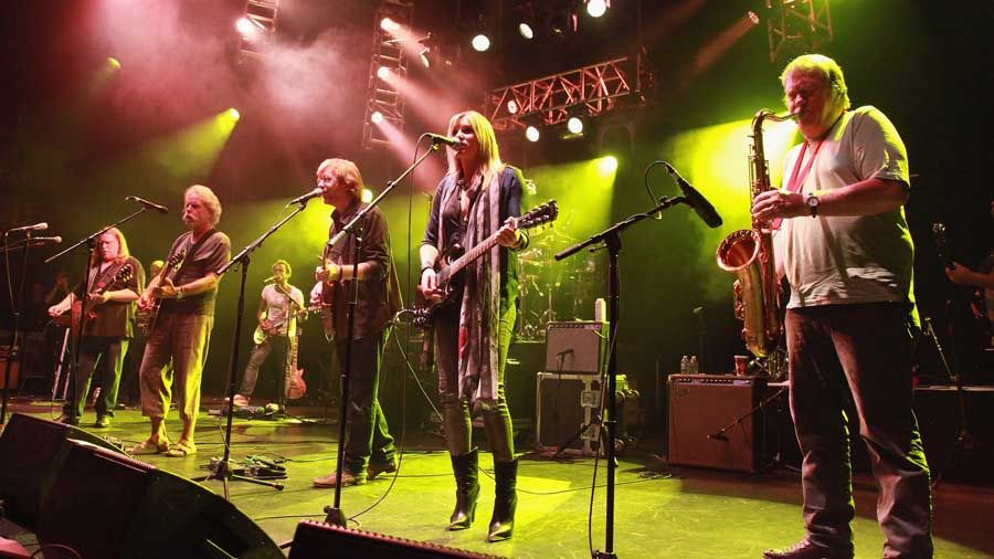 Bobby Keys of the Rolling Stones, right, joins from left, Warren Haynes of The Allman Brothers Band, Bob Weir of the Grateful Dead, Trey Anastasio of Phish and Grace Potter of the Nocturnals at A Benefit for Headcount at The Capitol Theatre on September 7th, 2012, in Point Chester, New York. — Photo: Taylor Hill/FilmMagic.