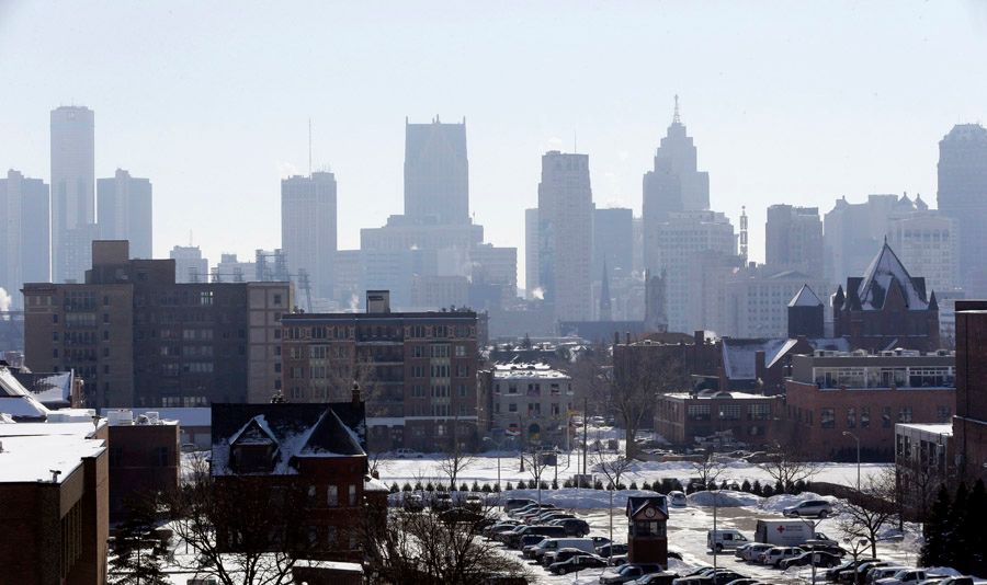 The Detroit skyline is seen from the city's midtown. Detroit's creditors and residents got their first official glimpse Friday of a planned road out of bankruptcy. — Photo: Carlos Osorio/Associated Press.