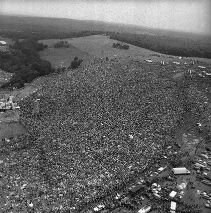 The Woodstock festival promoted as “Three Days of Peace and Music” drew more than 400,000 people to farm fields. Organizers had expected closer to 50,000. — Associated Press/August 16th, 1969.