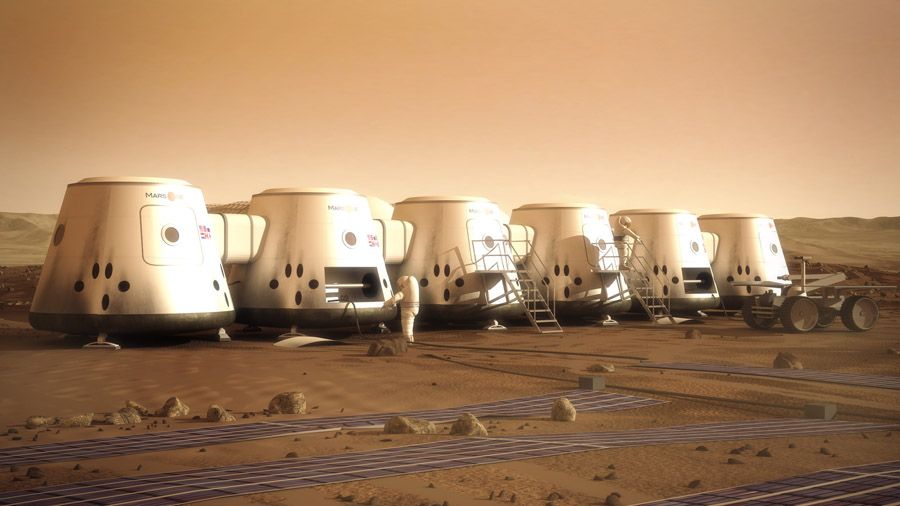 MARS ONE: What a Mars settlement might look like. — Illustration: BRYAN VERSTEEG.