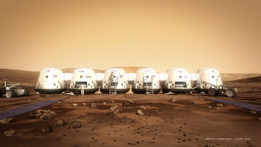MARS ONE: Mars One provides an artist's concept of what a Red Planet settlement might look like. — Illustration: BRYAN VERSTEEG.