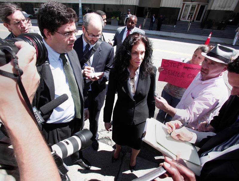 Sharon Levine, attorney for the AFSCME union at Detroit's bankruptcy hearing, speaks with the news media after Bankruptcy Judge Steven Rhodes ruled that the city's bankruptcy petition may proceed. — Photo: Bill Pugliano/Getty Images.