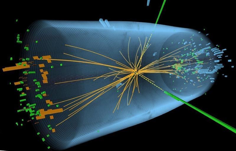 A computer-generated picture of a proton-proton collision within the Large Hadron Collider. — Image: AFP/CERN.