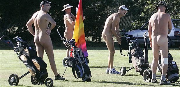 CLEAN SWEEP: Wairau Valley Golf Course may never be the same again as about 25 keen naturists hit the green.  SCOTT HAMMOND/The Marlborough Express.