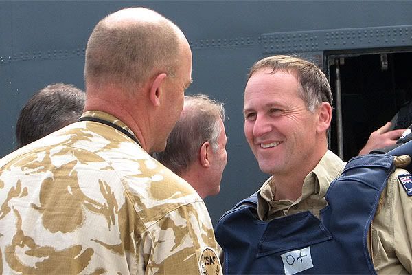 Prime Minister John Key arrives to visit troops in Kabul.  Photo: NZPA.