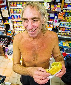 NAMED, BUT NOT SHAMED: The shop owned by Leighton Haar, better known as the naked pie man, has scored a D in Palmerston North City Council food gradings.  ROBERT KITCHIN/Manawatu Standard.