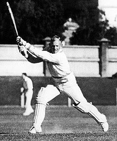 ON THE DRIVE: Eric Tindill the cricketer on the drive in a picture from the 1930s.