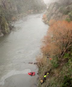DROWNED: The Subaru was swept downstream in the Manawatu River near Ashurst.