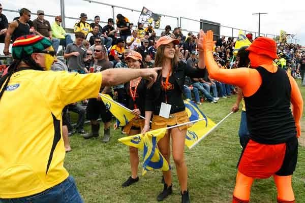 Fans mingle with some of the Tui girls.  PHIL REID/The Dominion Post.