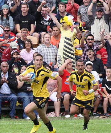 STANDING OUT: A sellout crowd of about 9000 attended the pre-season rugby match between the Hurricanes and the Chiefs in Mangatainoka on the weekend.  ANNA CAMPBELL/Manawatu Standard.