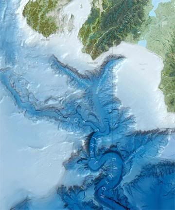 COOK STRAIT CANYON: Plunges to 3000m deep.