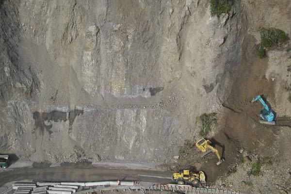 VIEW FROM ABOVE: Aerial shot of Manawatu Gorge Road from a helicopter.  NZTA.