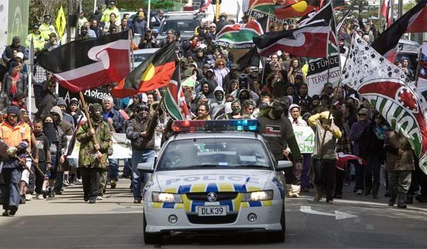 HIKOI: Protesters march in 2007 against the charges laid over the Tuhoe terror raids. — KEVIN STENT/Sunday Star Times.