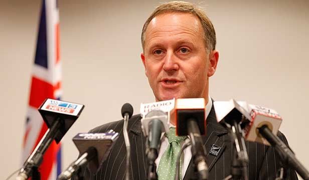 John Key at the press conference delivering the news a New Zealand soldier was killed in Afghanistan.