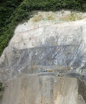 IN PROGRESS: Contractors work on the Manawatu Gorge slip.