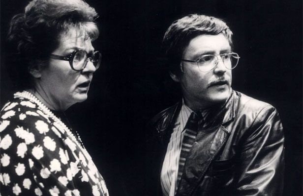 Actor Dorothy McKegg with Grant Tilly in a scene from Middle Age Spread at Circa Theatre in 1977.