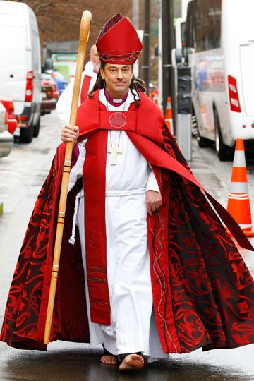 BAREFOOT BISHOP: Justin Duckworth was ordained as the Anglican Bishop of Wellington.  Kevin Stent/ FAIRFAX NZ.