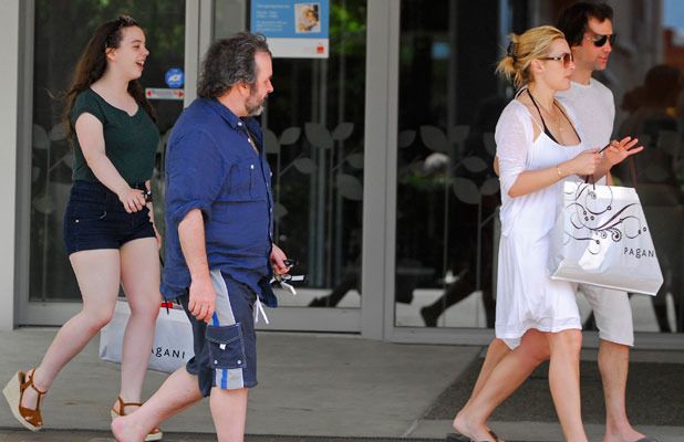 SEEING STARS: Katie and Peter Jackson accompany newlyweds Kate Winslet and Ned Rocknroll on their shopping spree in Masterton on Sunday.  PHIL BRAZIER PHOTOGRAPHY.
