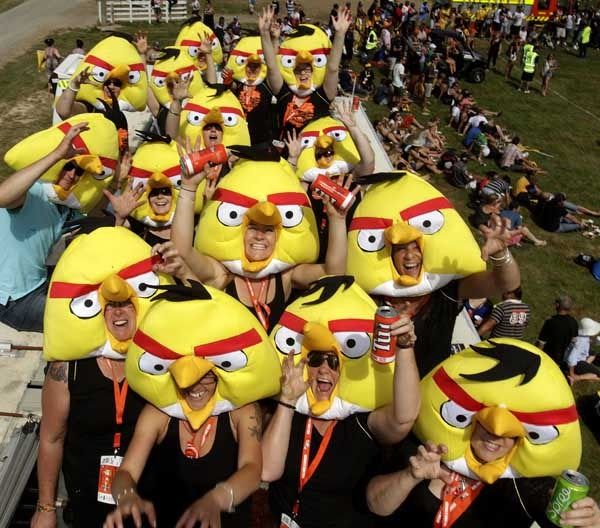 DRESSED UP: Some Angry Birds turned up at the game.  WARWICK SMITH/Fairfax NZ.