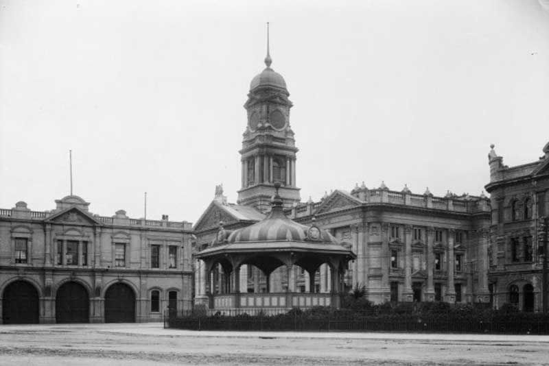 Wellington Town Hall in its early days. Its clock tower was demolished over earthquake fears after the 1931 Napier shake.
