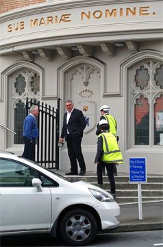 CHECKING IN: Council staff and engineers arrive to check St Mary of the Angels for damage in the days following the 6.5 quake.  LUKE APPLEBY/Fairfax NZ.