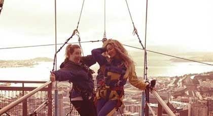 Beyonce posted this photo of her Sky Tower jump to her Instagram account.