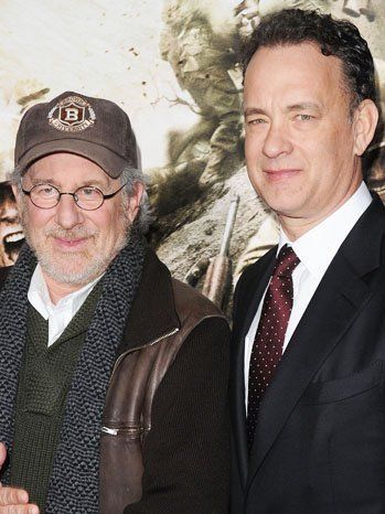 Steven Spielberg and Tom Hanks at the premiere of The Pacific in 2010.  Photo: Getty Images.