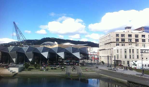 FINE END TO WINTER: People make the most of the sunshine on Wellington's waterfront.  JEFF TOLLAN/Fairfax NZ.