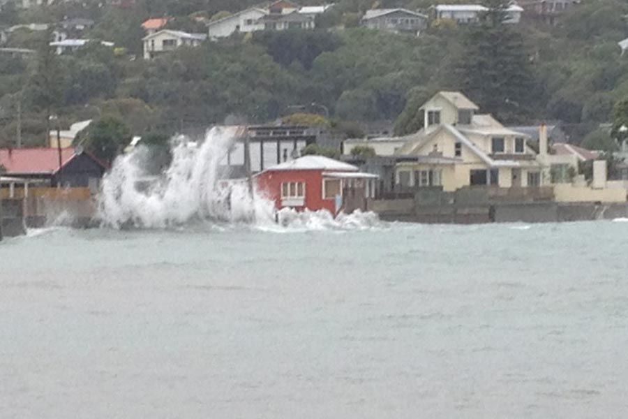High tide at Plimmerton.  Photo: DOUG WIDDOWSON.