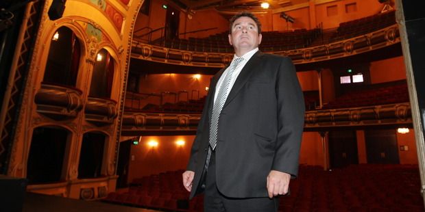 Chris O'Reilly, Hawke's Bay Opera House chairman, on the stage of the historic theatre, which was closed this week over earthquake-safety concerns. — Photo: Paul Taylor.