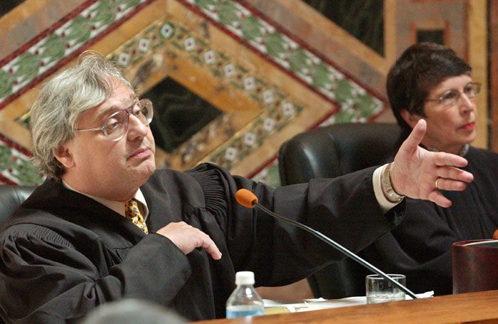 Judge Alex Kozinski, left, of the 9th U.S. Circuit Court of Appeals, in 2003.  Picture: Paul Sakuma/Associated Press.