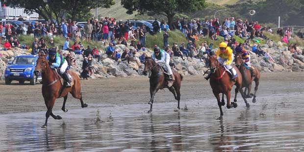 IT'S ON: Castlepoint promises to produce beach racing at its best again on Saturday.