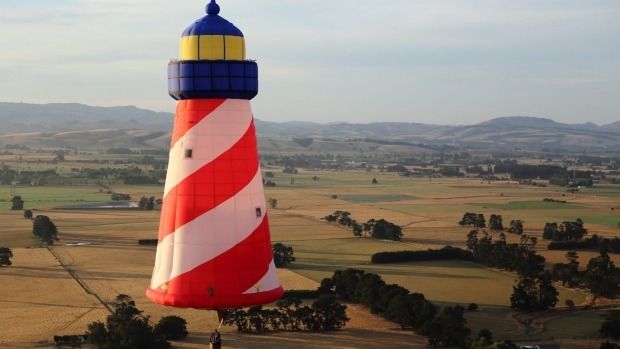 The Flighthouse, one of the international participants in this weekend's Wairarapa Balloon Festival, gets in a test flight near Carterton on Tuesday.  Photo: Mark Thompson/Taureau Global.