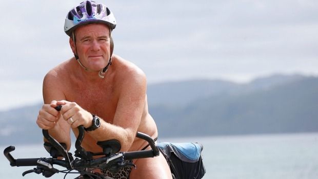 Naked cyclist Nick Lowe.  Photo: Cameron Burnell/Fairfax NZ.