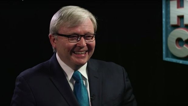 When it comes to TV interviews, Kevin Rudd found grinning is not necessarily winning.  Photo: Hard Chat.