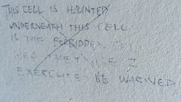 Graffiti in cells at Wellington Prison.