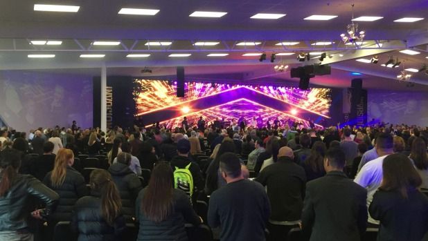 Following Long's preaching, Destiny Church Invasion conference attendees enjoyed a Kanyesque style christian hip hop jam.  Photo: Simon Maude/Fairfax NZ.