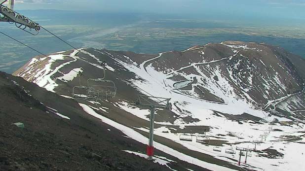 Mount Hutt's webcam is a dire picture the day before opening day, but ski area staff aren't worried.  Photograph: NZSki.