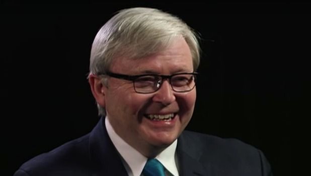 Kevin Rudd: Grinning is not necessarily winning.  Picture: Hard Chat.