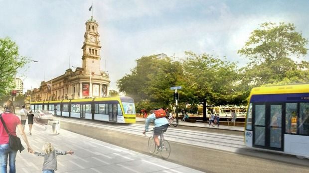 An artist's impression of a light rail system on Auckland's Queen Street. Could we be seeing the beginning of such a system now?.