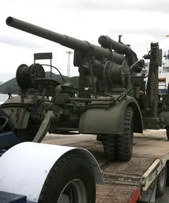BIG GUN: An 88mm Flak 37 German artillery gun has come to town as part of the Classic Fighters Airshow at Omaka. The anti-aircraft gun can fire to 36,000 feet.  CHRISTINE CORNEGE/The Marlborough Express.