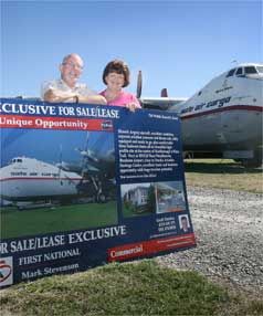 CAFE CARGO: The Argosy aircraft, cafe, and house complex and its owners, Paul and Sheila Davidson, are featuring on television programme Location Location Location. CHRISTINE CORNEGE/The Marlborough Express.