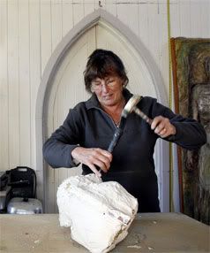 BREAKING THE MOULD: South Canterbury sculptor Margriet Windhausen works on her latest masterpiece, girl, in her Maungati studio near Timaru. — NATASHA MARTIN/The Timaru Herald.